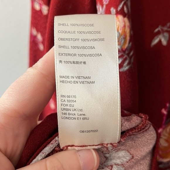 Free People Tate Tunic / Mini Dress Burgundy Vintage Combo Floral Print Size XS - Picture 14 of 14